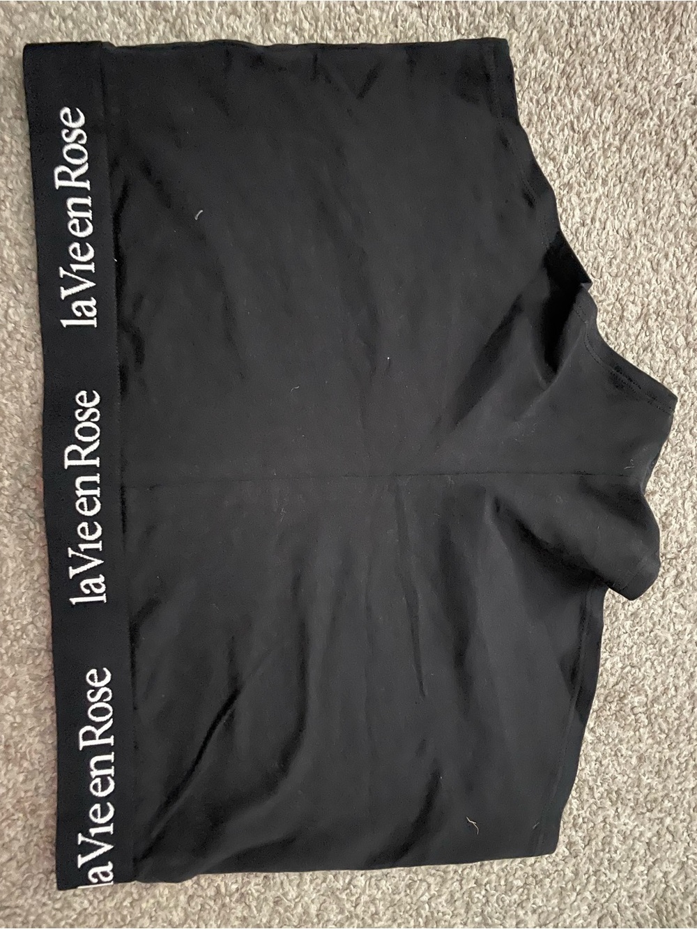 La Vie En Rose Black Crew Neck Tee with Logo Hem
